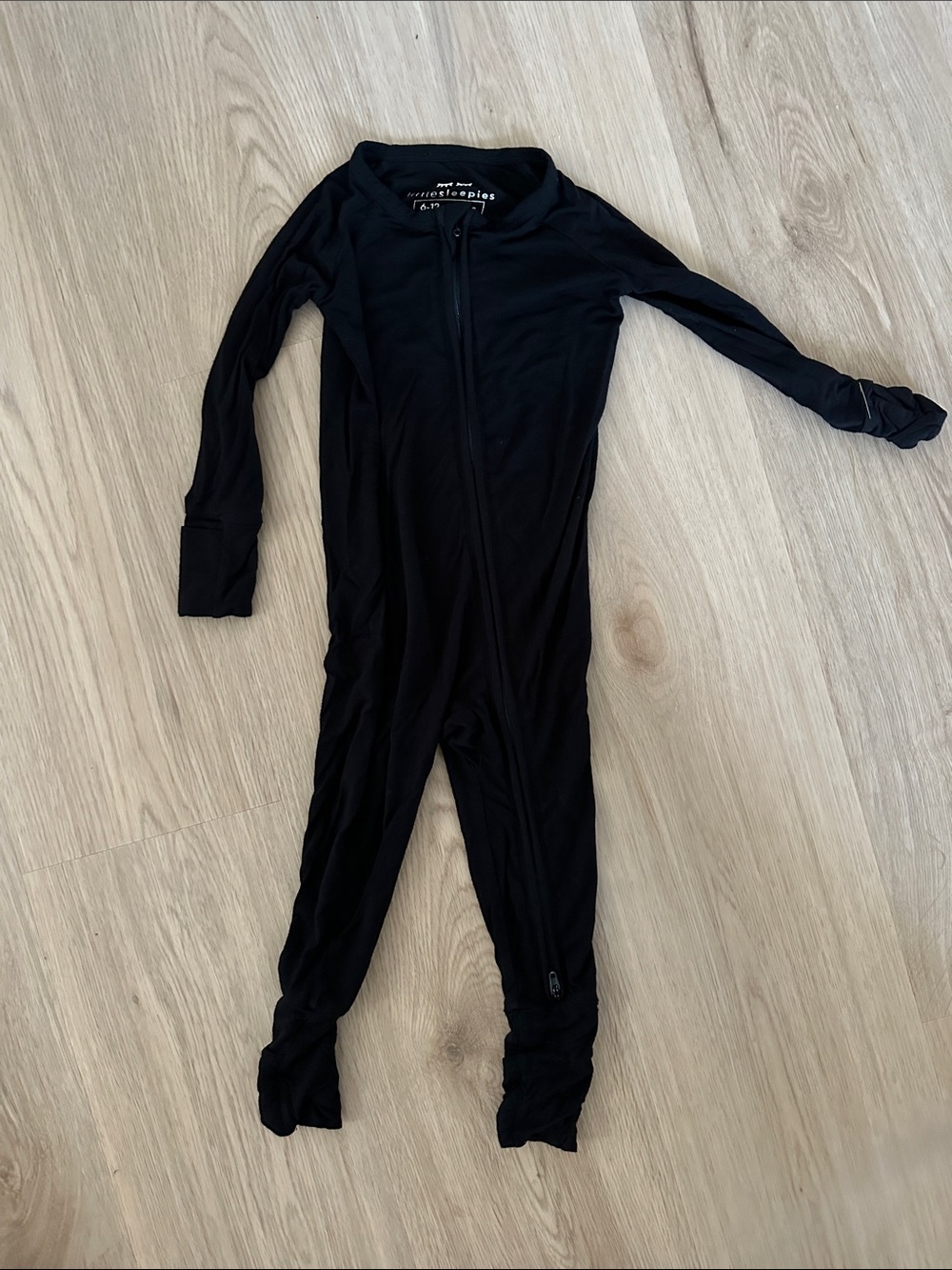 H&M Black Kids Long-Sleeve Footed One-Piece